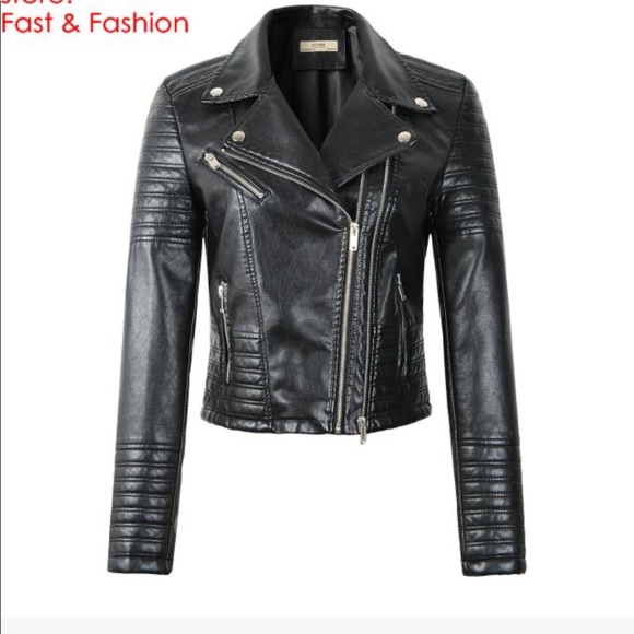Motorcycle faux leather jacket - Picture 1 of 6